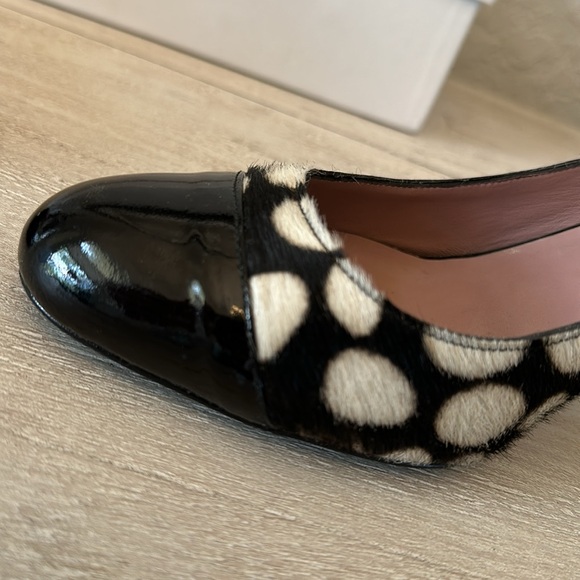 BODEN Patent Leather Heels Dalmatian print Calf Hair Black White Size 40 - Picture 11 of 14